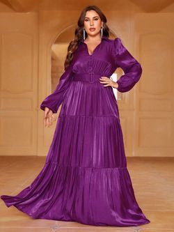 Style FSWD0966P Faeriesty Purple Size 20 Tulle Belt Straight Dress on Queenly