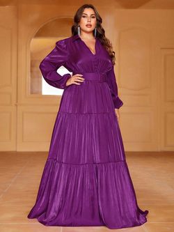 Style FSWD0966P Faeriesty Purple Size 24 Belt Jersey Tall Height Floor Length Straight Dress on Queenly
