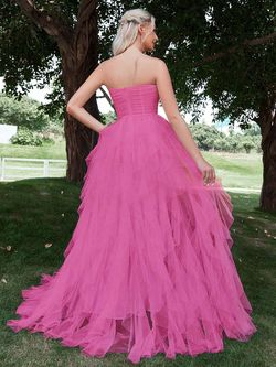 Style FSWD1612 Faeriesty Pink Size 0 Black Tie Floor Length Polyester Straight Dress on Queenly