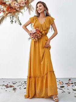 Style FSWD8067 Faeriesty Orange Size 4 Military Floor Length Straight Dress on Queenly
