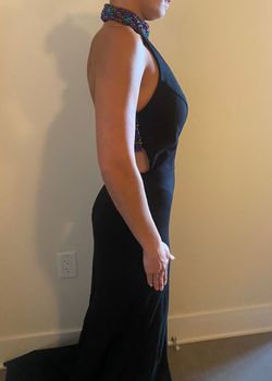 Sherri Hill Black Size 4 Sheer Prom High Neck Straight Dress on Queenly