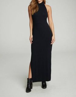 Style 1-100331275-3236 Chaser Black Size 4 Backless High Neck Semi-formal Cotton Side slit Dress on Queenly