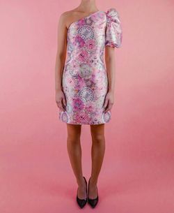 Style 1-1670638834-3236 Neubyrne Pink Size 4 Free Shipping One Shoulder Mini Print Polyester Cocktail Dress on Queenly