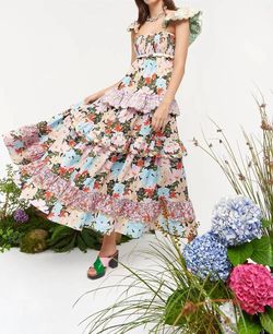 Style 1-2059574878-2901 CELiA B Multicolor Size 8 Floral Print Bridgerton A-line Dress on Queenly