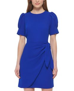 Style 1-228848273-2168 VINCE CAMUTO Blue Size 8 Tall Height Sleeves Polyester Cocktail Dress on Queenly