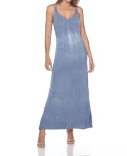 Style 1-3025683530-3236 One Essence Blue Size 4 V Neck Tall Height Sunday Straight Dress on Queenly