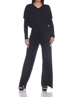 Style 1-3066244700-2696 One Essence Black Size 12 Sleeves Long Sleeve Jumpsuit Dress on Queenly