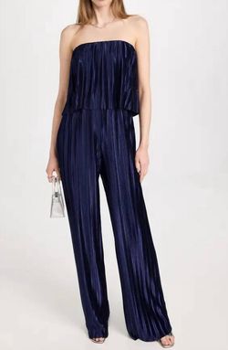 Style 1-3892110818-3855 Amanda Uprichard Blue Size 0 Navy Semi Formal Polyester Jumpsuit Dress on Queenly
