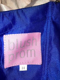 Blush Prom Blue Size 14 Flare Plunge Prom Cocktail Dress on Queenly
