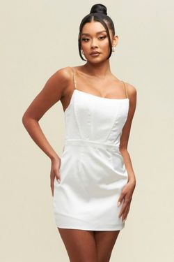 Style LD9633 Luxxel White Size 2 Bridal Shower Tall Height Cocktail Dress on Queenly