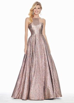 Style 1573 Ashley Lauren Gold Size 0 Military Pockets Halter A-line Dress on Queenly