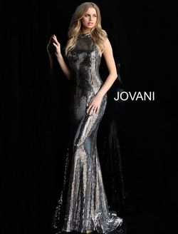 Style 63510 Jovani Silver Size 4 Military Prom Floor Length Mermaid Dress on Queenly