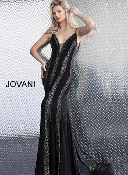 Style 60958 Jovani Black Size 0 Sheer Military Floor Length Straight Dress on Queenly