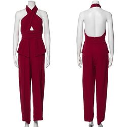 Cushnie Red Size 4 Silk Free Shipping Jumpsuit Dress on Queenly