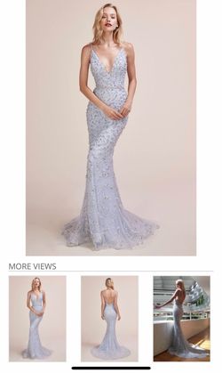 Andrea & Leo Couture Blue Size 4 Jewelled Mermaid Dress on Queenly