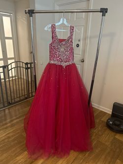 Style 13505 Tiffany Designs Red Size 00 Floor Length Ball gown on Queenly