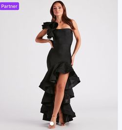 Windsor Black Size 8 Prom Jersey Floor Length Wedding Guest Side slit Dress on Queenly
