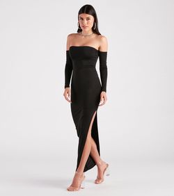 Style 05102-5125 Windsor Black Size 4 Wedding Guest Strapless Fitted Cocktail Side slit Dress on Queenly