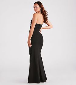 Style 05002-7022 Windsor Black Size 0 Fitted Floor Length Mermaid Prom Side slit Dress on Queenly