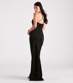 Style 05002-7431 Windsor Black Size 4 Velvet Wedding Guest Strapless Side slit Dress on Queenly