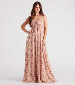 Style 05002-6808 Windsor Nude Size 12 Floor Length Prom Print Straight Dress on Queenly