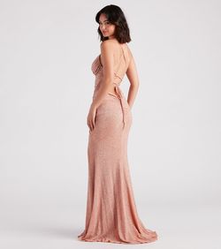 Style 05002-7439 Windsor Nude Size 12 Prom Bridesmaid Lace Side slit Dress on Queenly