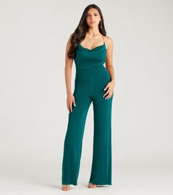 Style 06502-2353 Windsor Green Size 8 Backless Tall Height Jumpsuit Dress on Queenly