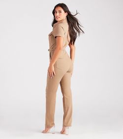 Style 06602-0454 Windsor Nude Size 8 Sleeves Pockets Jumpsuit Dress on Queenly