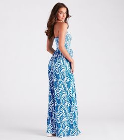 Style 06502-2375 Windsor Blue Size 4 Floor Length Strapless Jumpsuit Dress on Queenly