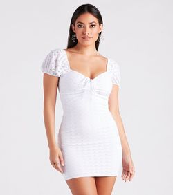 Style 05102-5118 Windsor White Size 4 Sorority Jersey Engagement Cocktail Dress on Queenly