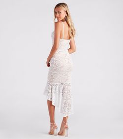 Style 05101-2284 Windsor White Size 8 Graduation Lace Cocktail Dress on Queenly