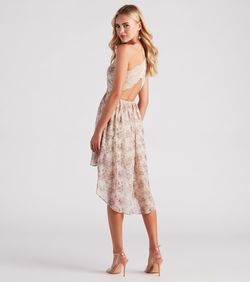 Style 05101-2251 Windsor Nude Size 12 Plus Size Lace Cut Out Spaghetti Strap Cocktail Dress on Queenly