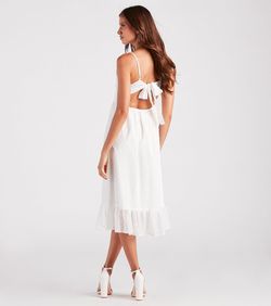 Style 05102-5047 Windsor White Size 8 Ruffles Graduation Cocktail Dress on Queenly