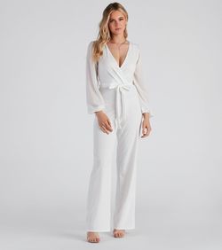 Style 06502-0542 Windsor White Size 4 Sorority Jersey Engagement Cocktail Jumpsuit Dress on Queenly