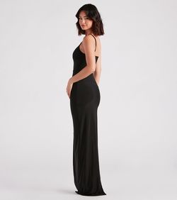 Style 05002-7323 Windsor Black Size 12 Wedding Guest Homecoming Cocktail Side slit Dress on Queenly