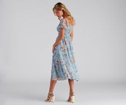Style 05101-2190 Windsor Blue Size 0 Pattern Jersey Floor Length Side slit Dress on Queenly