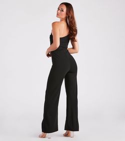 Style 06502-2304 Windsor Black Size 0 Nightclub Cut Out One Shoulder Jumpsuit Dress on Queenly