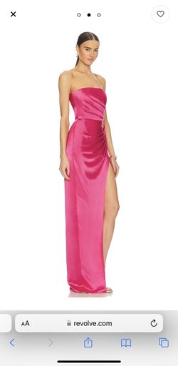 Sau lee Pink Size 4 Barbiecore Satin Side Slit Prom Straight Dress on Queenly