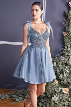 Style CD0174 Cinderella Divine Blue Size 20 Tulle Cocktail Dress on Queenly