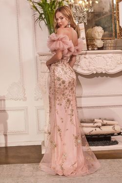 Style CDJ818 Cinderella Divine Pink Size 6 Cdj818 Ruffles Rose Gold Mermaid Dress on Queenly