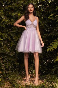 Style CD0190 Cinderella Divine Purple Size 4 Tall Height Tulle Cocktail Dress on Queenly