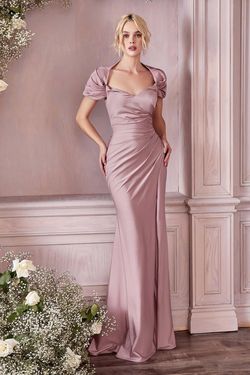 Style CDKV1061 Cinderella Divine Pink Size 6 Prom Black Tie Satin Train Side slit Dress on Queenly