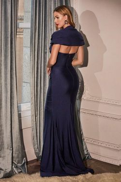 Style CDKV1061 Cinderella Divine Blue Size 22 Sweetheart Plus Size Satin Prom Floor Length Side slit Dress on Queenly