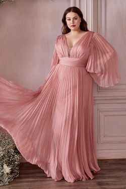 Style CD242C Cinderella Divine Pink Size 20 Rose Gold Tall Height V Neck A-line Dress on Queenly
