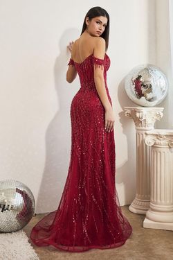 Style CD0203 Cinderella Divine Red Size 8 Tall Height Prom Floor Length Side slit Dress on Queenly