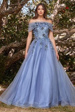 Style CD955 Cinderella Divine Blue Size 10 Floor Length Tall Height Cd955 Fitted A-line Dress on Queenly