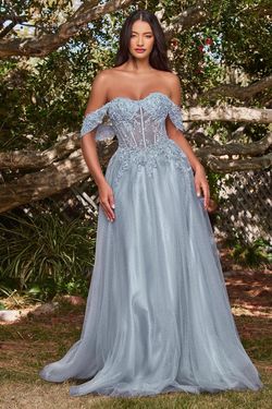 Style CD0198 Cinderella Divine Blue Size 8 Sweetheart Sequined Floor Length Cd0198 A-line Dress on Queenly
