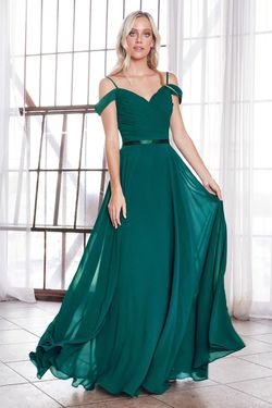Style CD0156 Cinderella Divine Green Size 24 Plus Size Emerald Floor Length Spaghetti Strap Bridesmaid A-line Dress on Queenly