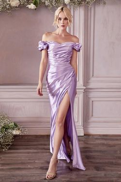Style CDKV1056 Cinderella Divine Purple Size 4 Tall Height Flare Lavender Side slit Dress on Queenly