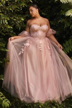 Style CD0191C Cinderella Divine Pink Size 20 Floor Length Tall Height Flare Plus Size A-line Dress on Queenly
